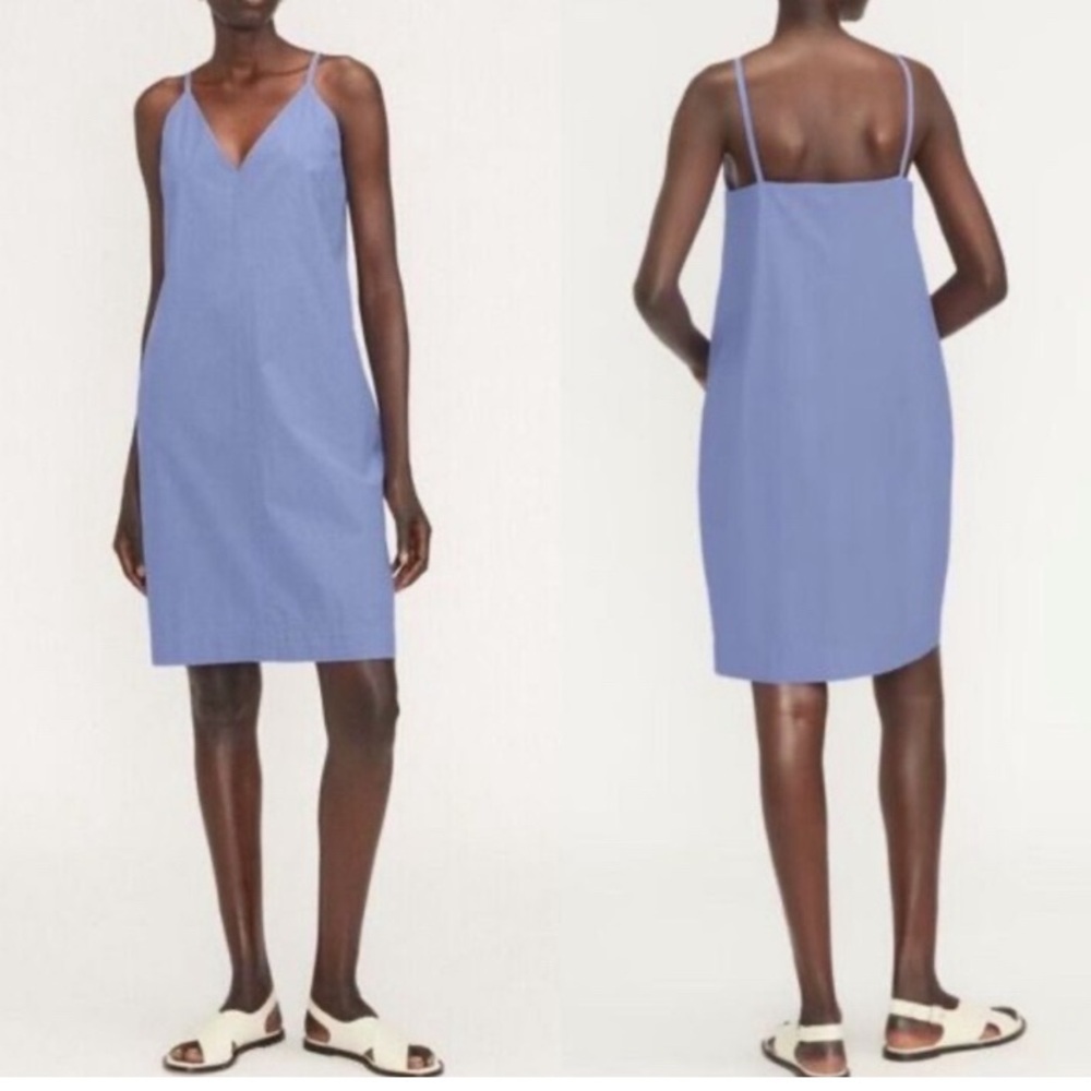 Everlane Slip Dress size 2 Poplin Cornflower Blue spaghetti strap v neck